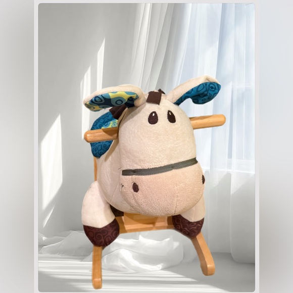 Plush Rocking Horse Toy - Cream and Blue - Picture 11 of 16